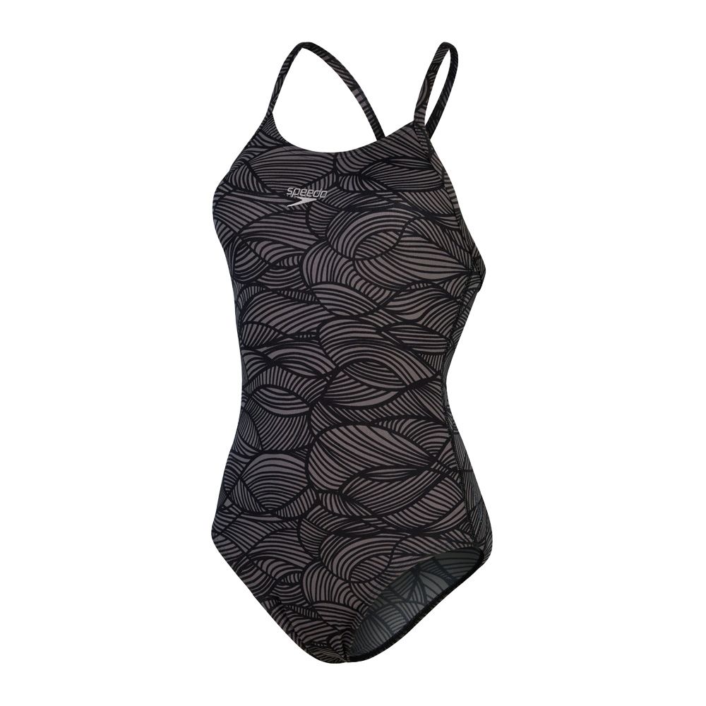 Speedo Womens Allover Print Fixed Crossback Swimsuit