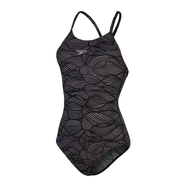 Speedo Womens Allover Print Fixed Crossback Swimsuit