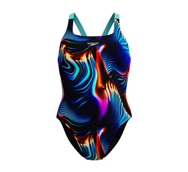 Speedo Allover Print Leaderback Swimsuit