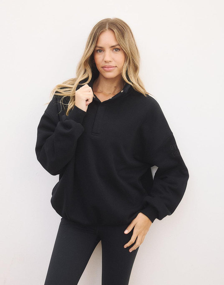 Gym + Coffee Snap Collar Sweatshirt